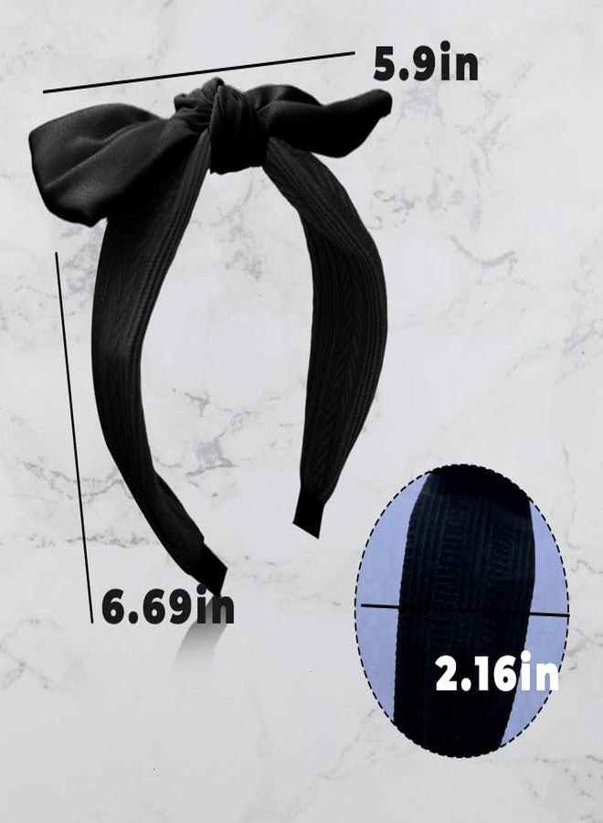 Borhmty Black Bow Wide Headband Hair Accessories for Women Girls Thick Soft Vintage Head Band Hairband Top Knot Knotted Headband Hairband for Women's Hair Simple Solid Bunny Ears Head band for Girls Women - Image 4